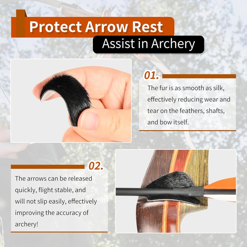 SP.G Arrow Rest for Recurve Bow - 4 Pairs Fur Recurve Arrow Rest Adhesive Bow Shelf Rest Stick on Traditional Recurve Bow for Hunting Shooting Archery Practice - Image 5